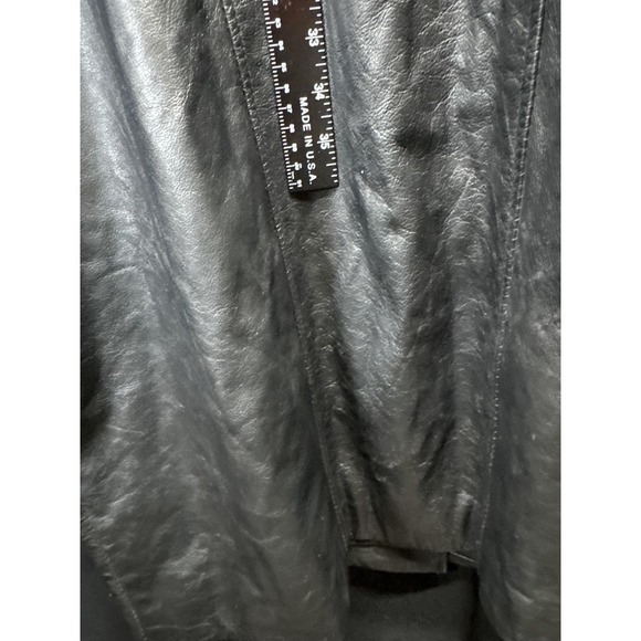 Vintage Donna Pelle‎ Leather Coat Womens Medium Black Long Trench Overcoat 90s - Picture 10 of 12
